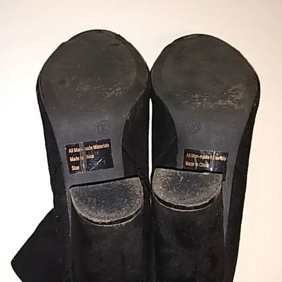 Fashion Nova Boots Heels Women’s Size 10 Black Faux Suede Peep Toe - Picture 7 of 7
